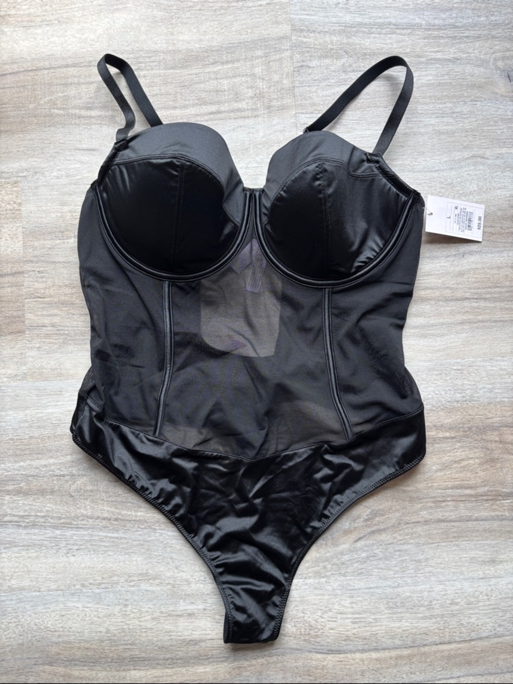 Auden Target NWT Large Black Lingerie Bodysuit with Satin Detail